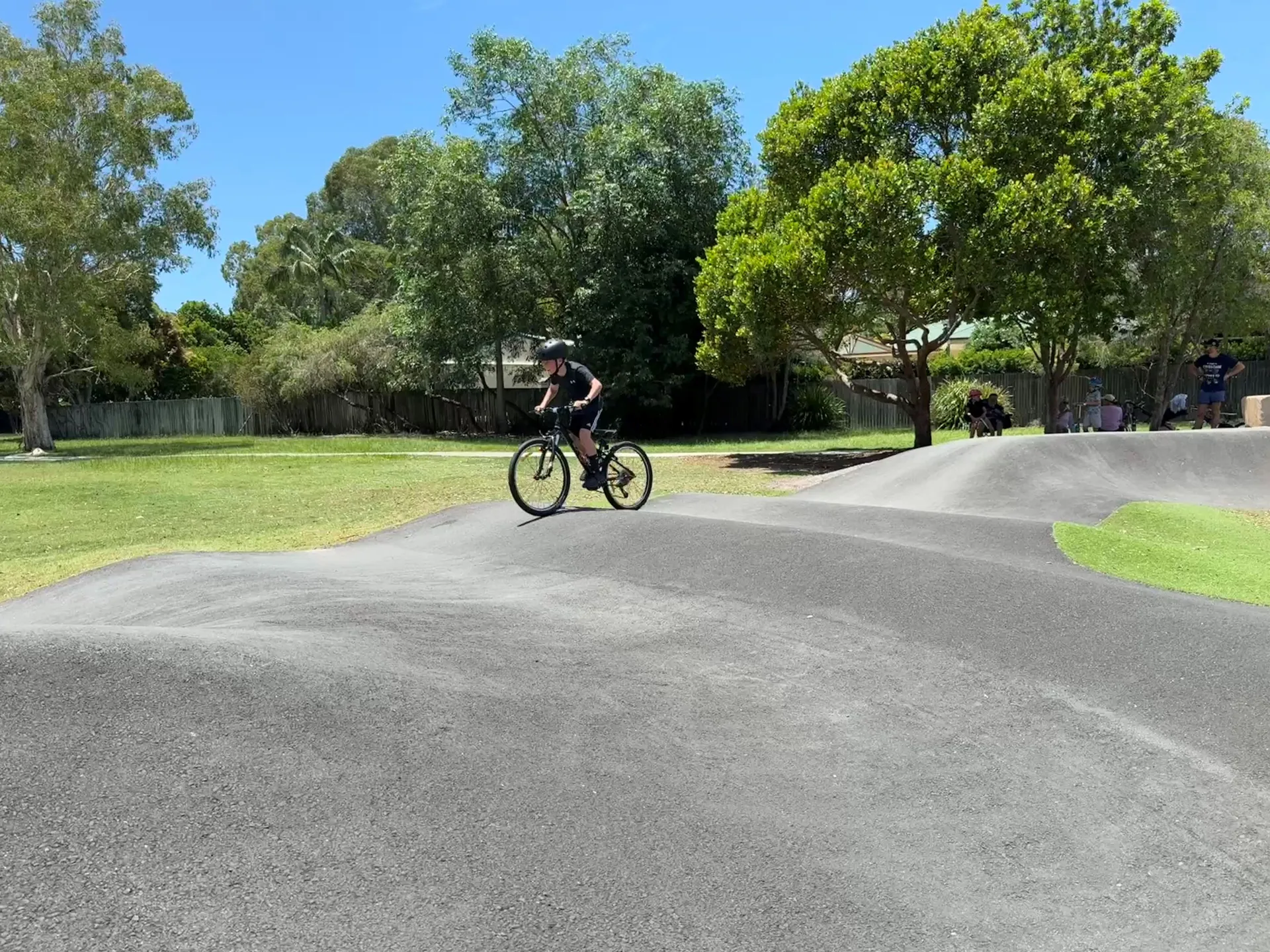 Mountain bike rider at pump track
