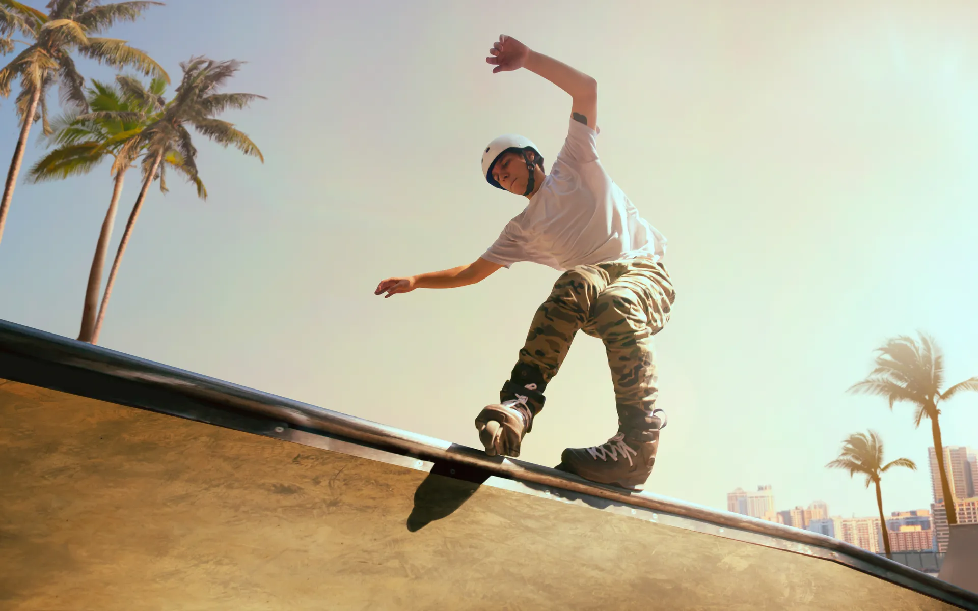 Youth on a skateboard doing a trick