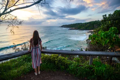 lady looking from the lookout at Coolum