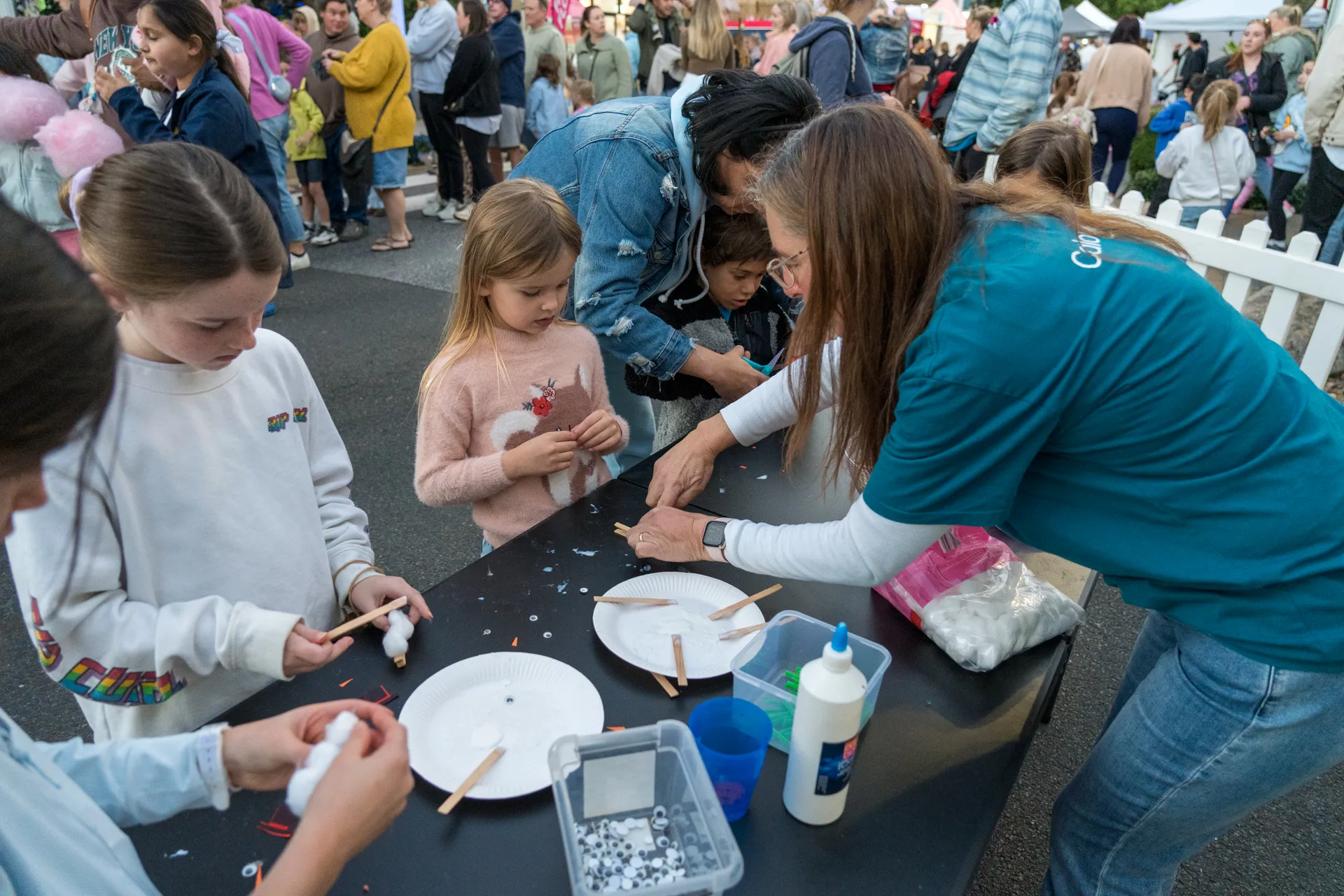Kids at an activity table