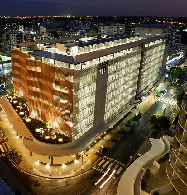 Mooloolaba PARKnGO car park in the night