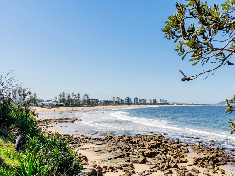The view from Alexandra Headland, looking toward Maroochydore Beach.
