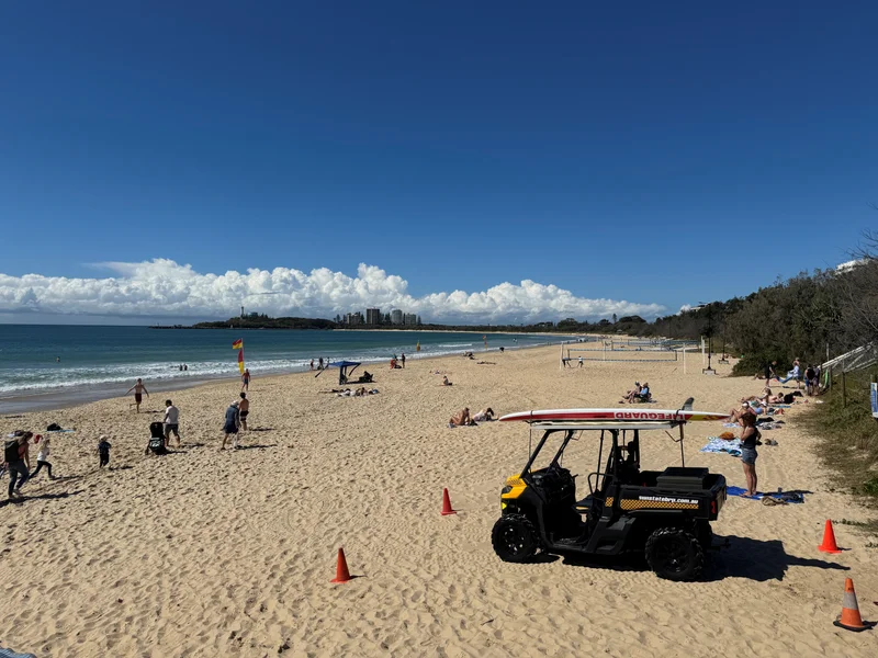 Red and yellow flags in a slightly new position, opposite Arthur Parkyn Park, accessible via Beach Access 180.