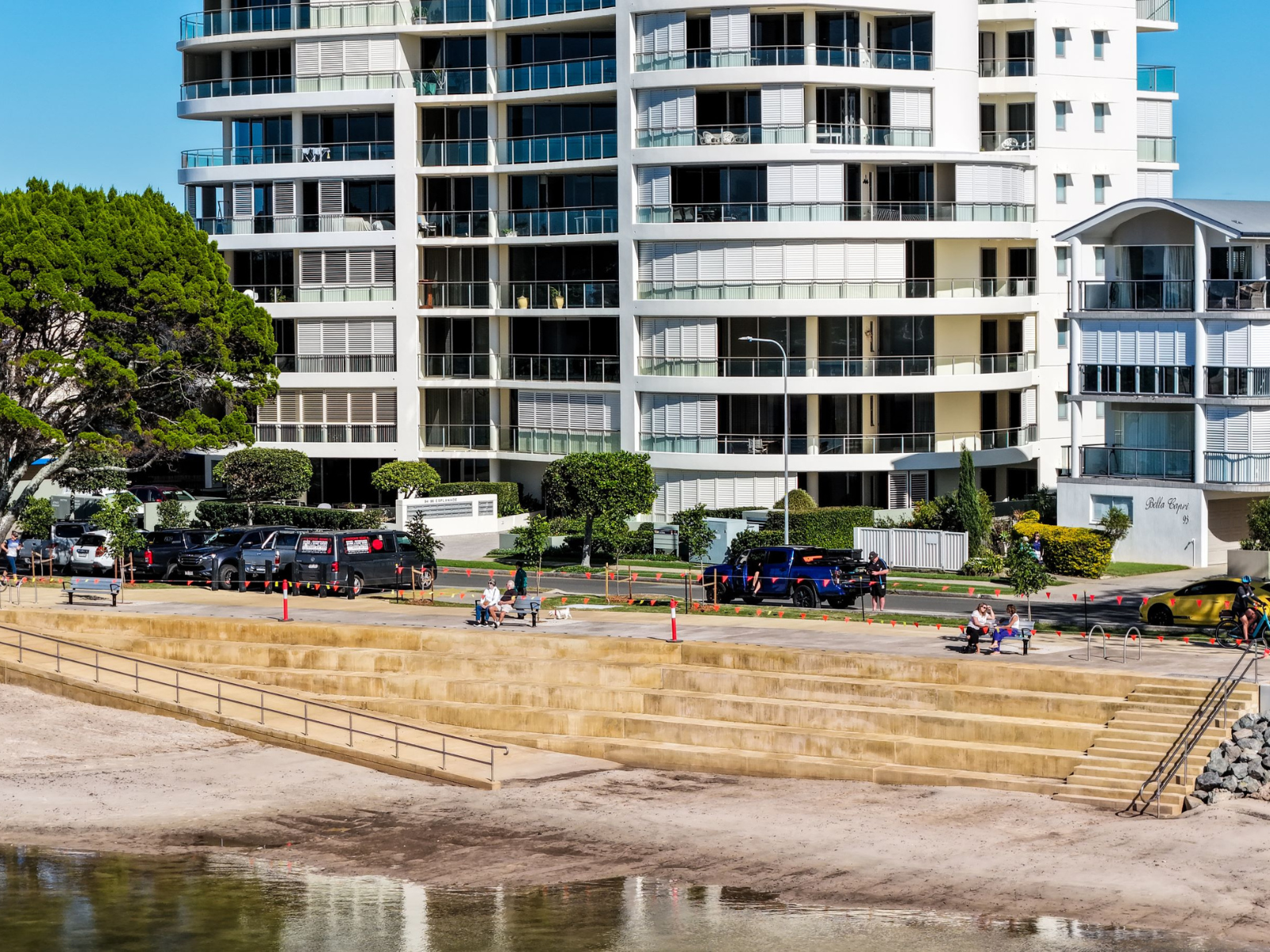 TS Onslow seawall renewal completed June 2026 - aerial view - bleachers