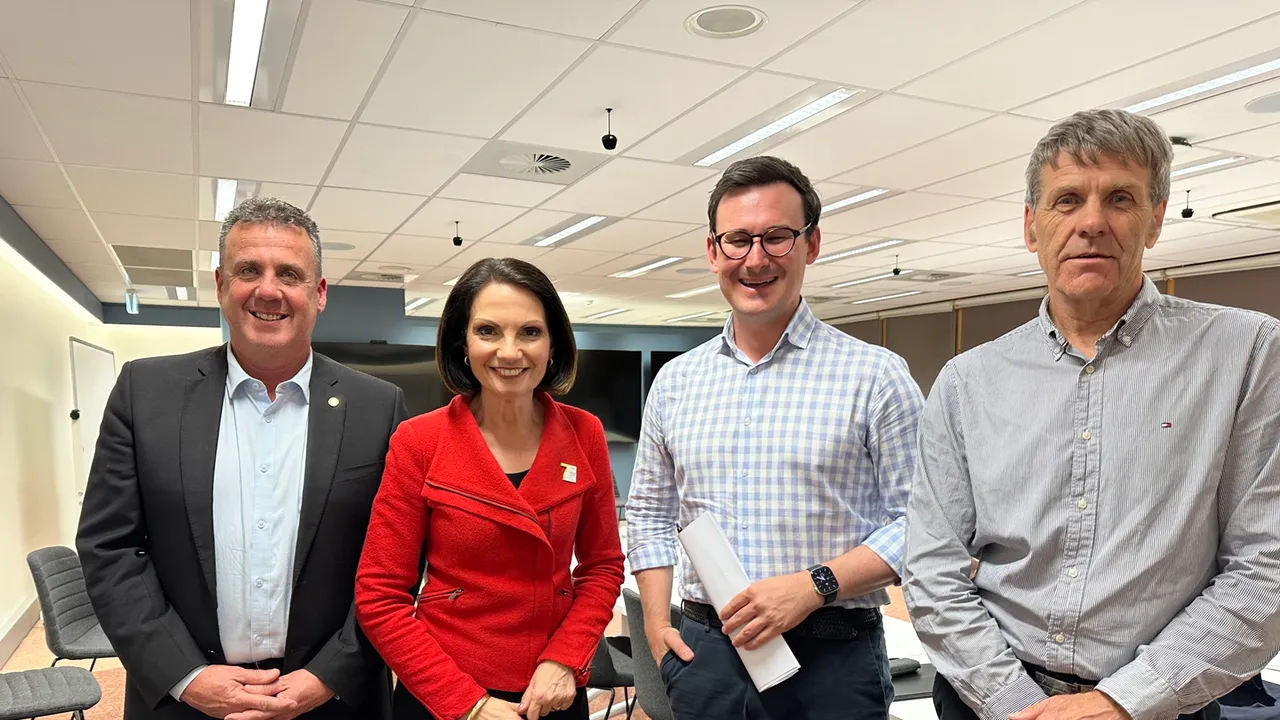 MP Marty Hunt, Mayor Rosanna Natoli, Minister Sam O'Connor, Cr David Law at the homelessness forum