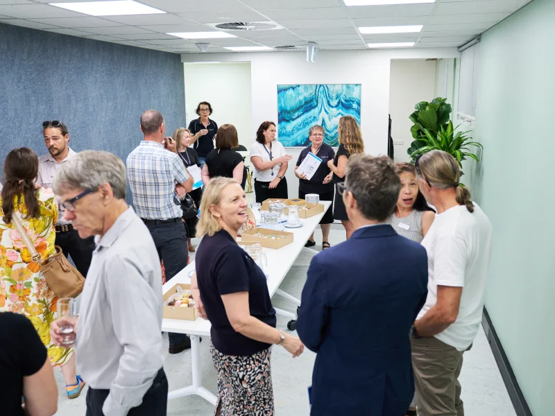 People gathering at the Namba Meeting Place opening event