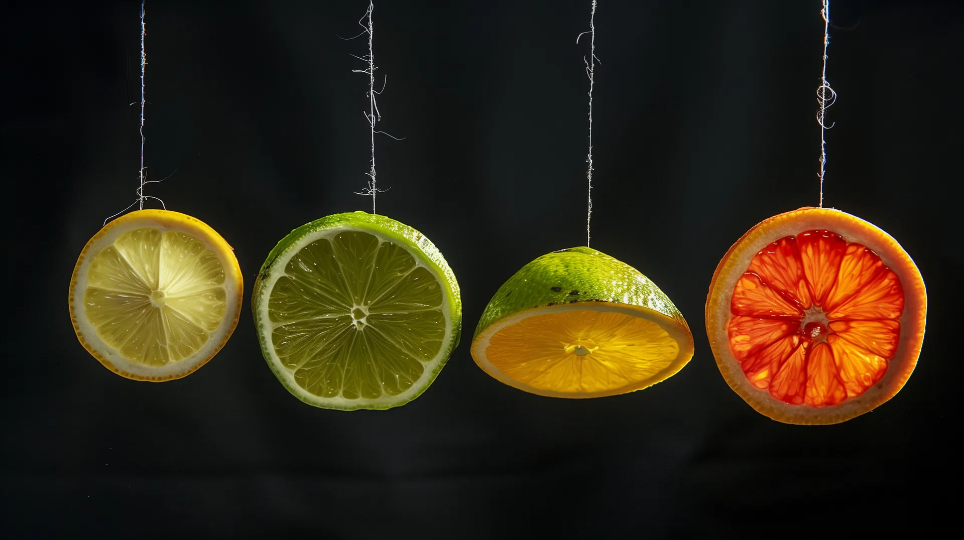 citrus hanging on a string