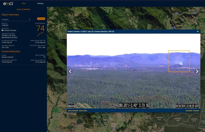 This AI-assisted, bushfire detection program analyses satellite images and on-ground cameras to swiftly spot heat and smoke.