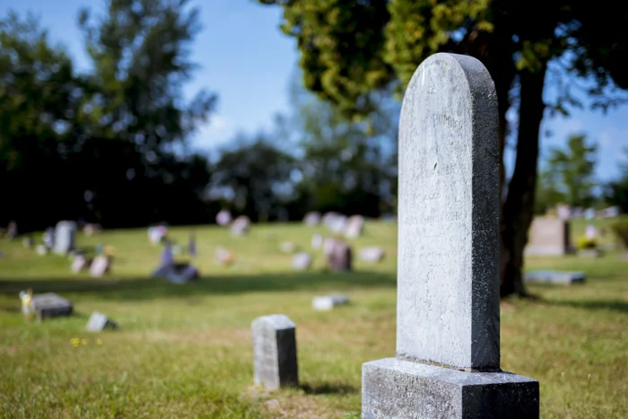 Gravestone in a cemetery. 