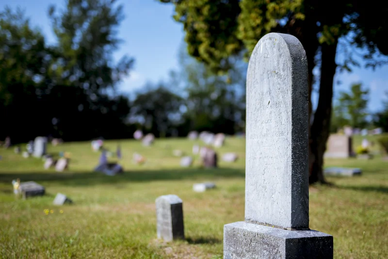 Gravestone in a cemetery. 