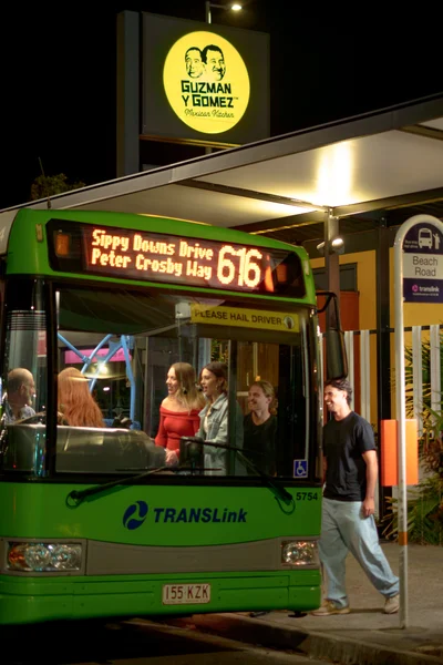 People boarding the late night bus service from Ocean Street. 