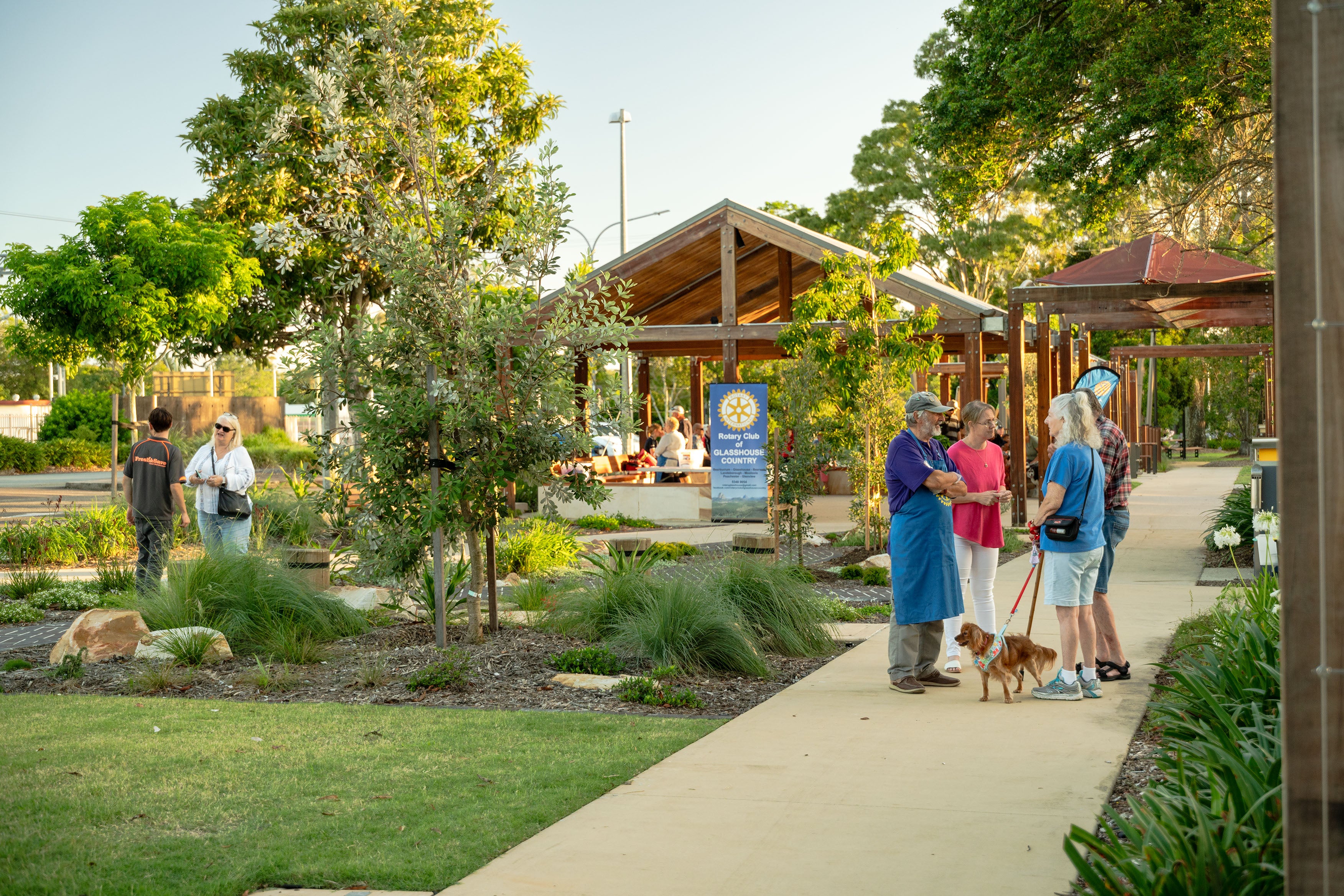 The community enjoying the Community Event to celebrate the completion of the Cribb Street Streetscape, Landsborough.