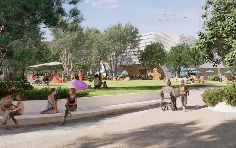 Artist's impression, view of the new Sunshine Coast Regional Gallery from the corner of Bulcock St and Otranto Ave. Subject to detailed design 