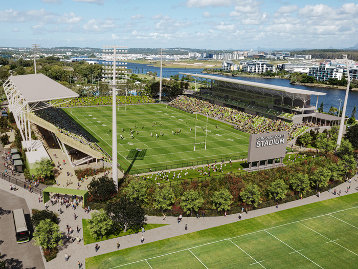 Sunshine Coast Stadium Aerial view artist impression