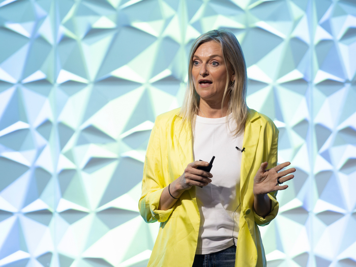 Kristina Karlsson, founder of global stationery brand kikki.K and Dream Life delivering a keynote address at Thriving Through Change.