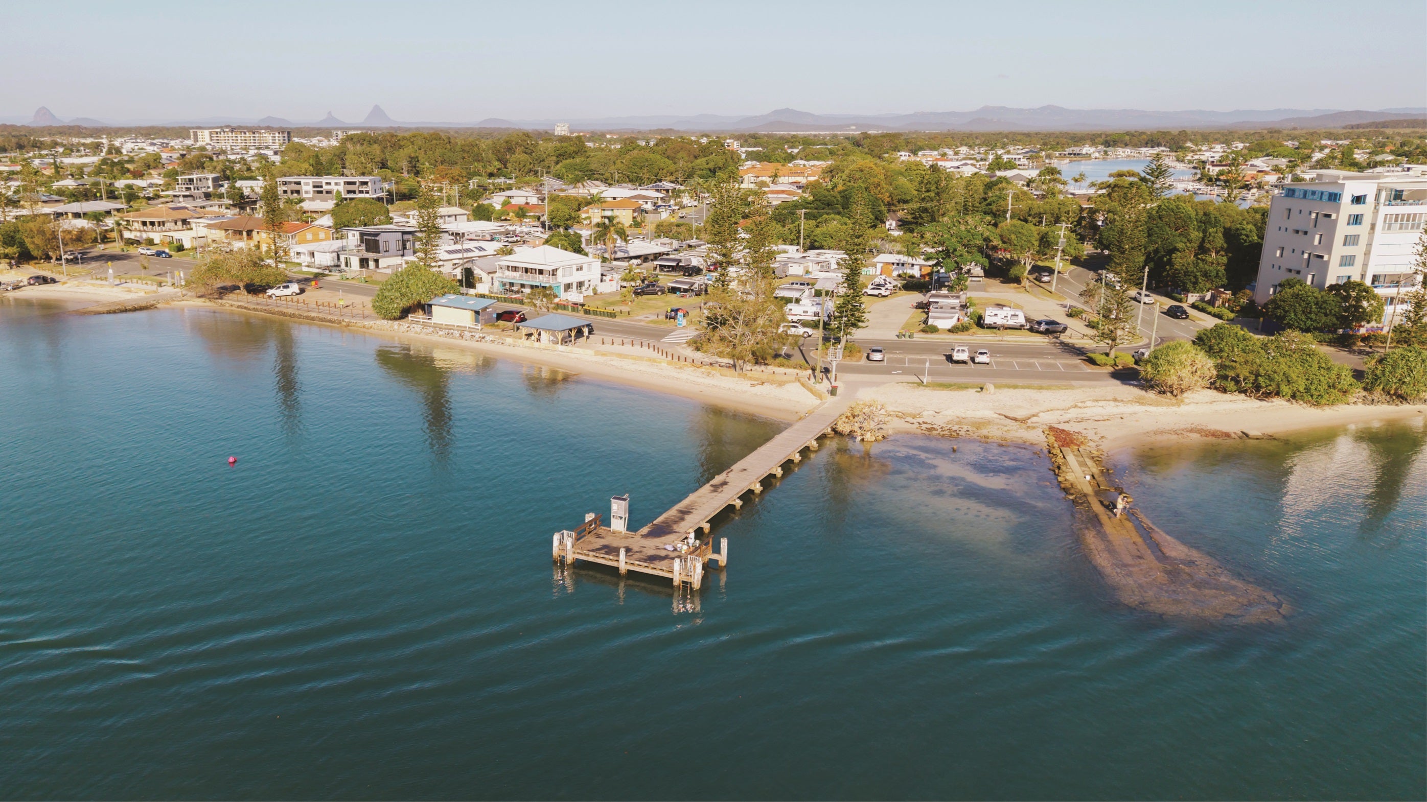 Aerial photograph of Diamond Head and the Military Jetty, existing infrastructure