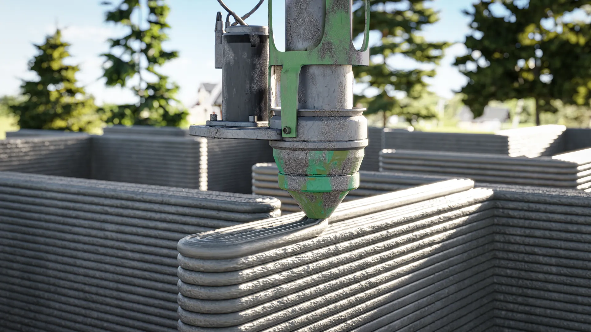 3D printing concrete walls for a house