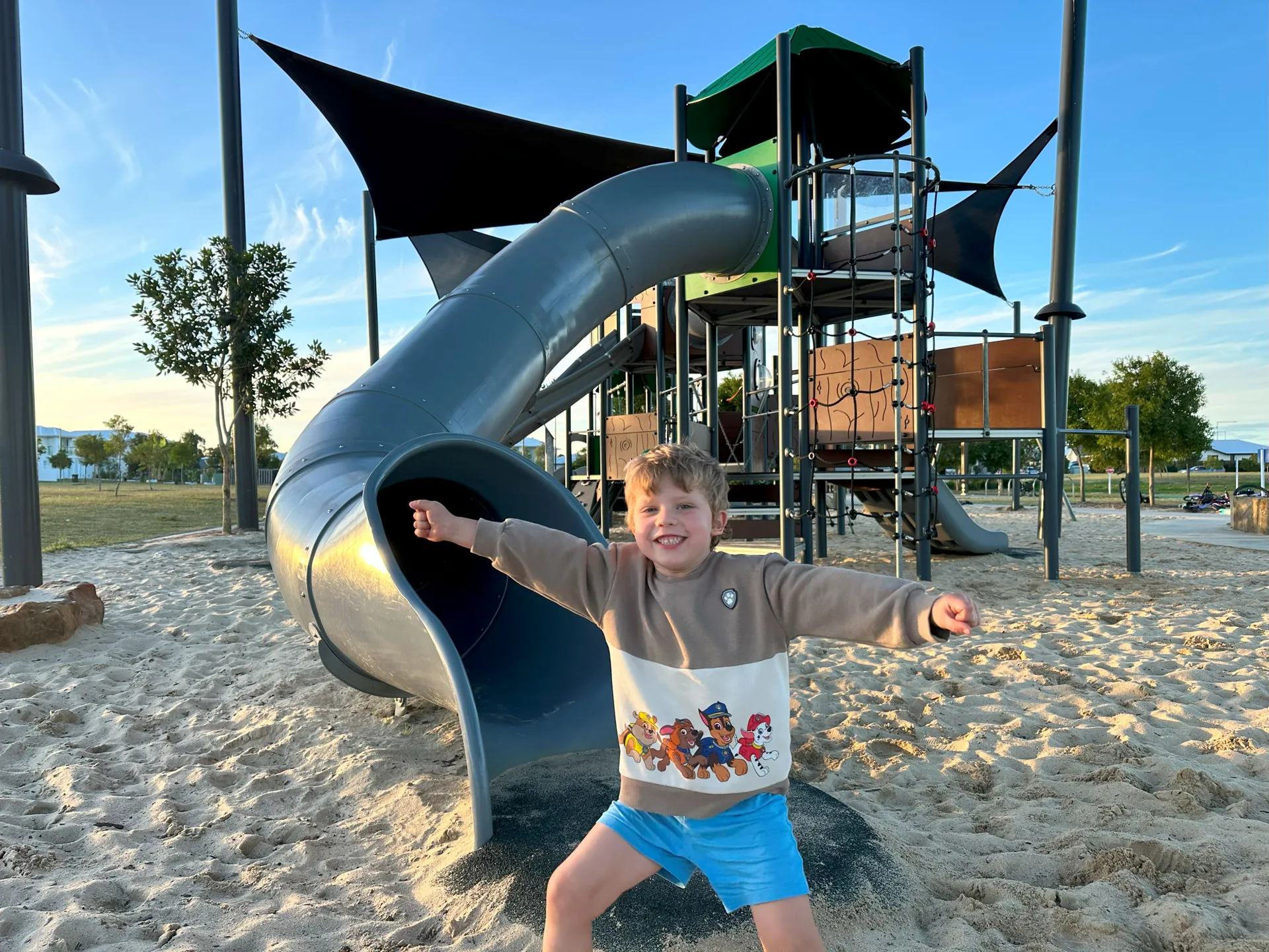 Flintwood Park boy in playground slide