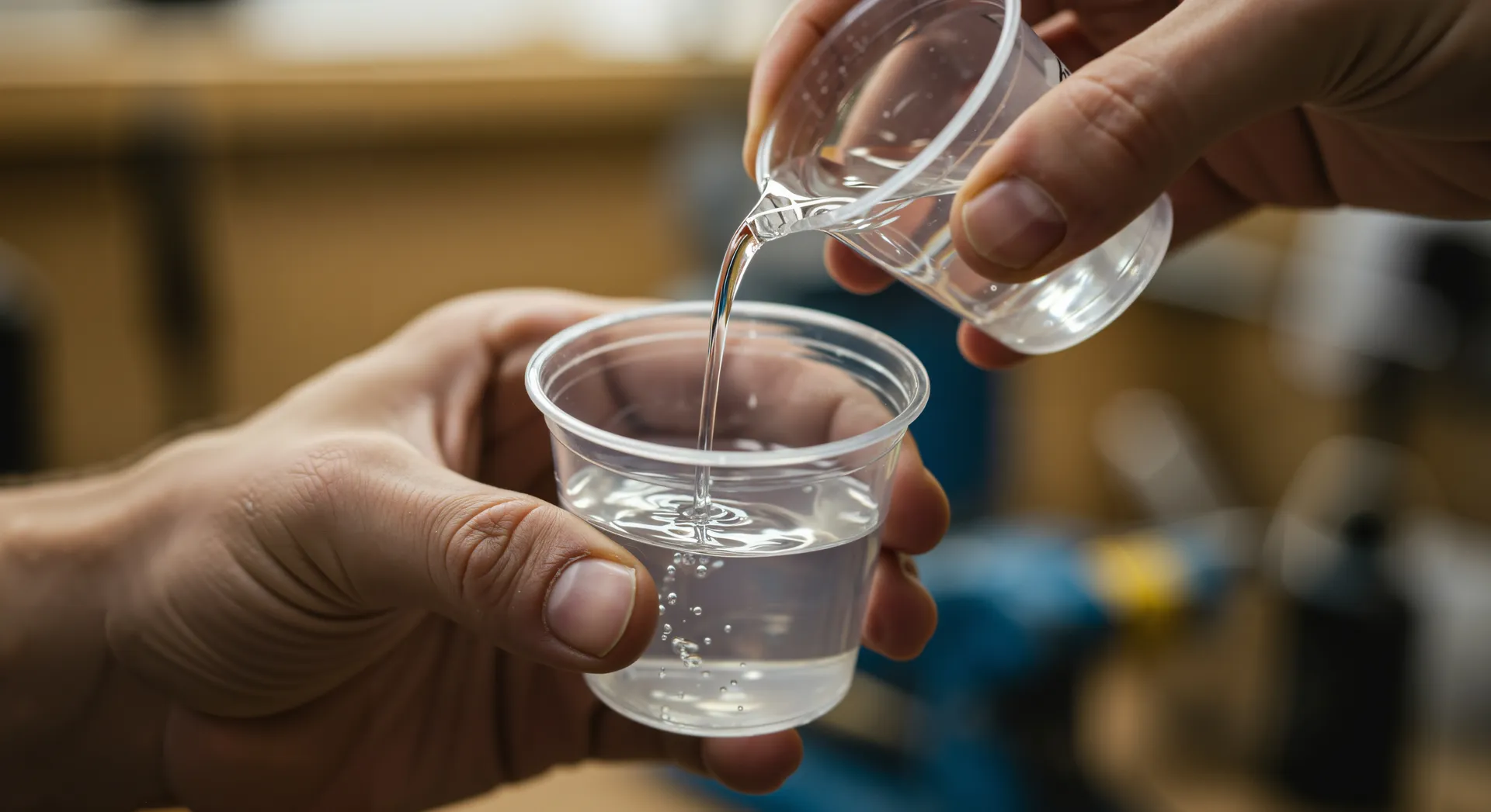 pouring 2 part epoxy