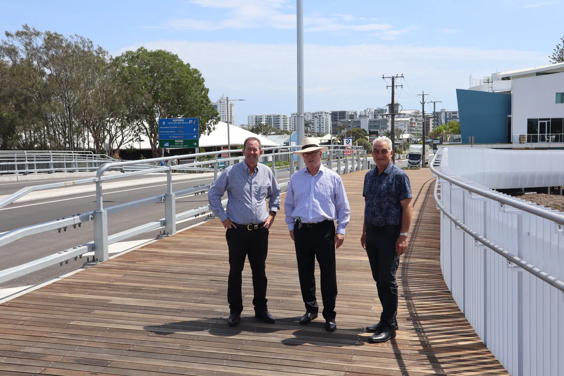 Member for Fisher Andrew Wallace MP, Sunshine Coast Council Mayor Mark Jamieson and Division 4 Councillor Joe Natoli.