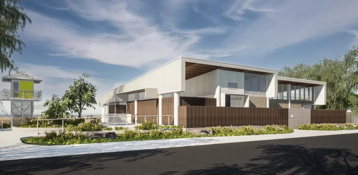 Artist impression of Kings Beach Surf Life Saving facility - front of building
