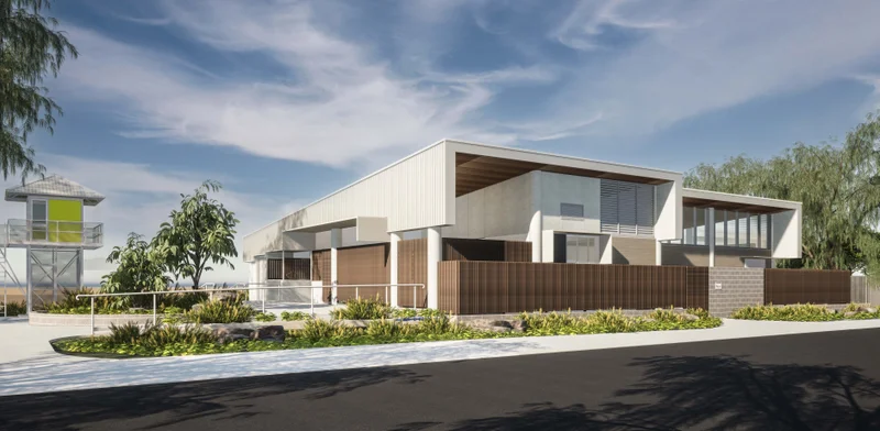Artist impression of Kings Beach Surf Life Saving facility - front of building
