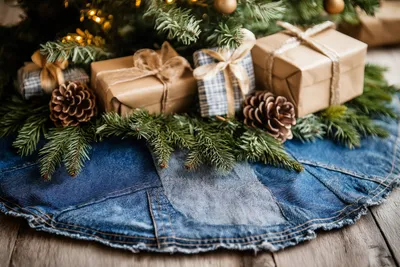 upcycled Christmas tree skirt