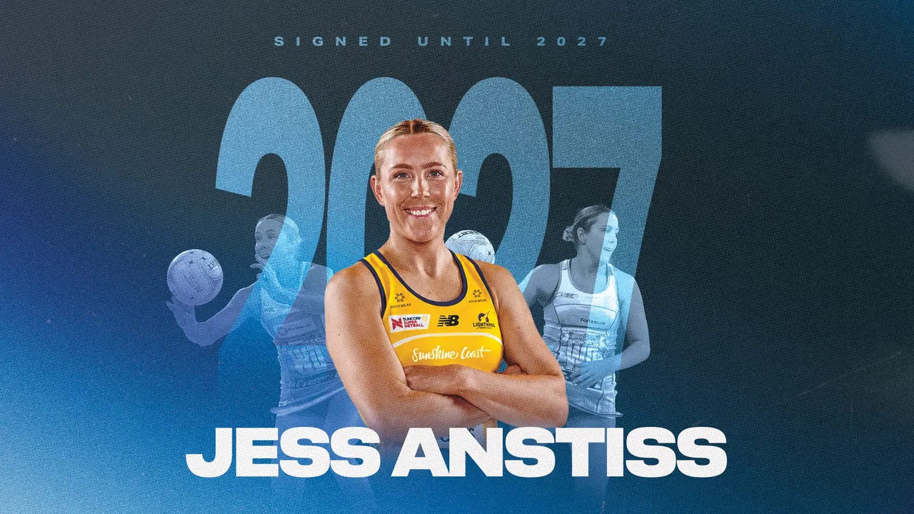 Netball profile pic of Jess Anstiss; 2027 background text