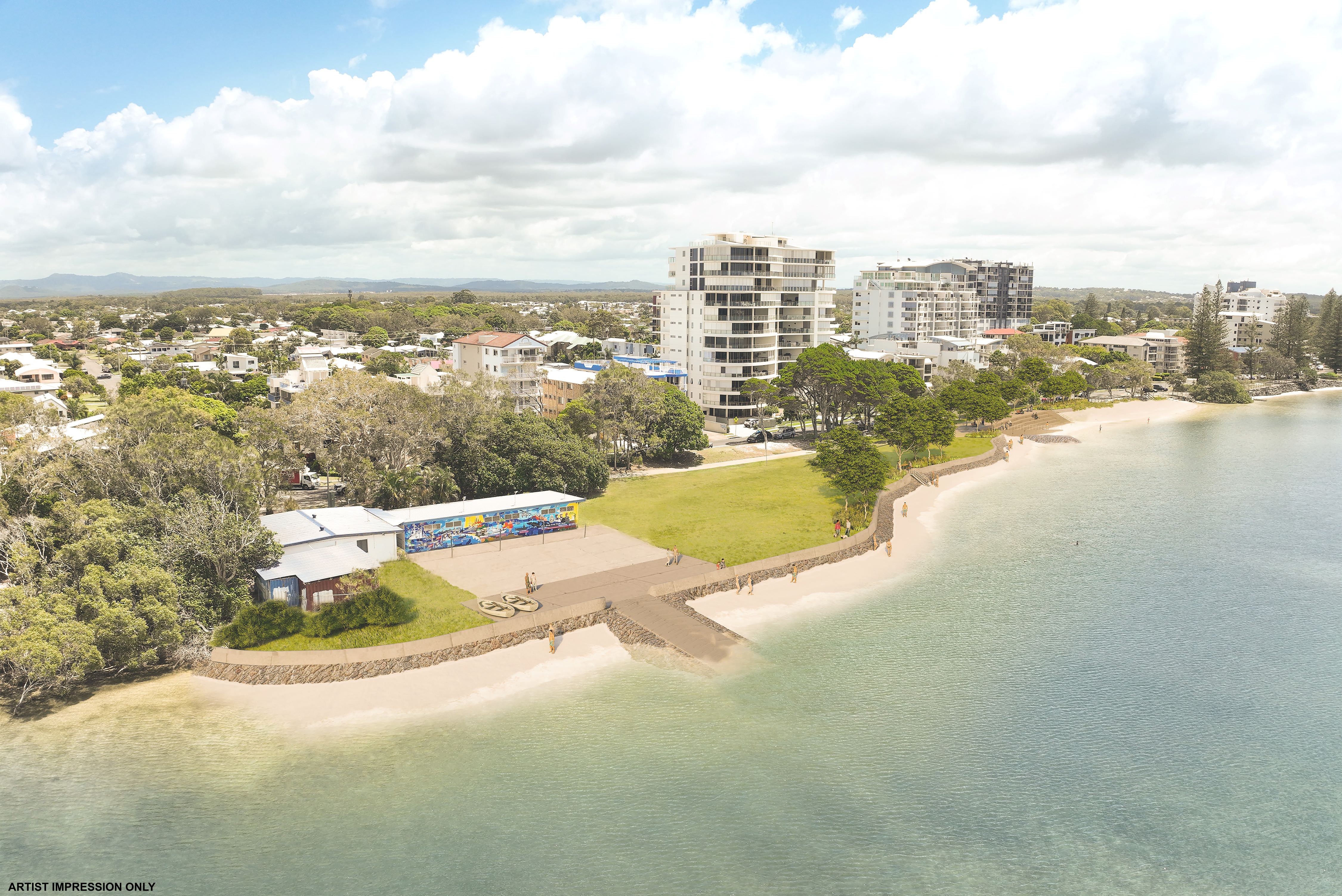 Artist impression only - new reconstructed boat ramp at TS Onslow Naval Cadets site in Golden Beach.