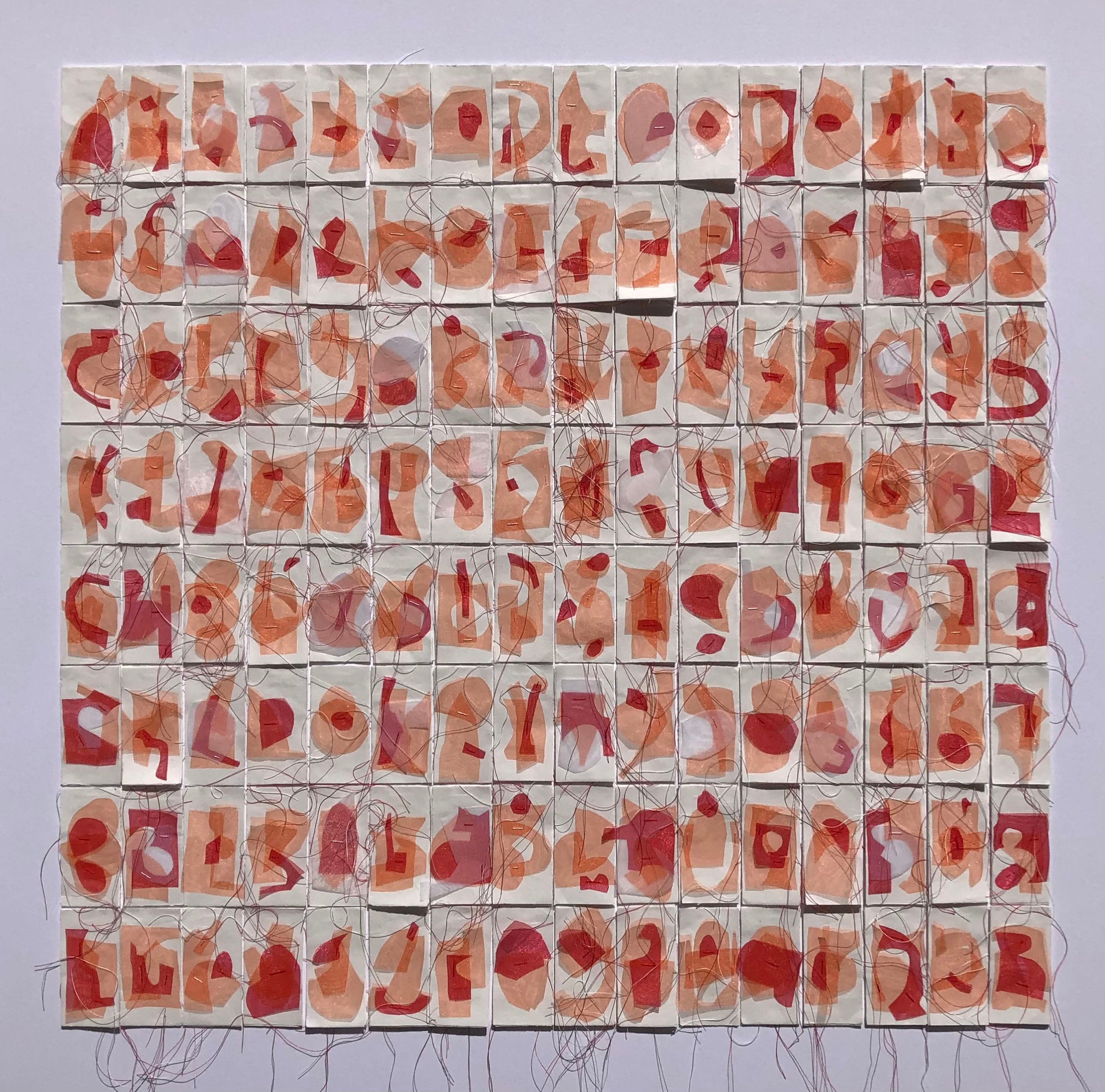 LEE_Hyunhee_01_Fragments of Memories_2024_silk, organza,chalk,silk thread, korean hanji paper_82 x 84cm