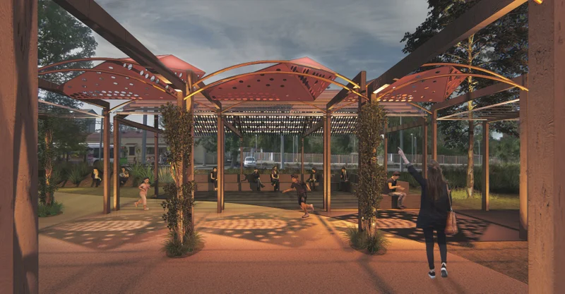 Pod arbours and ambient lighting.