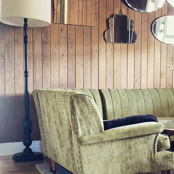 Green velvet couch