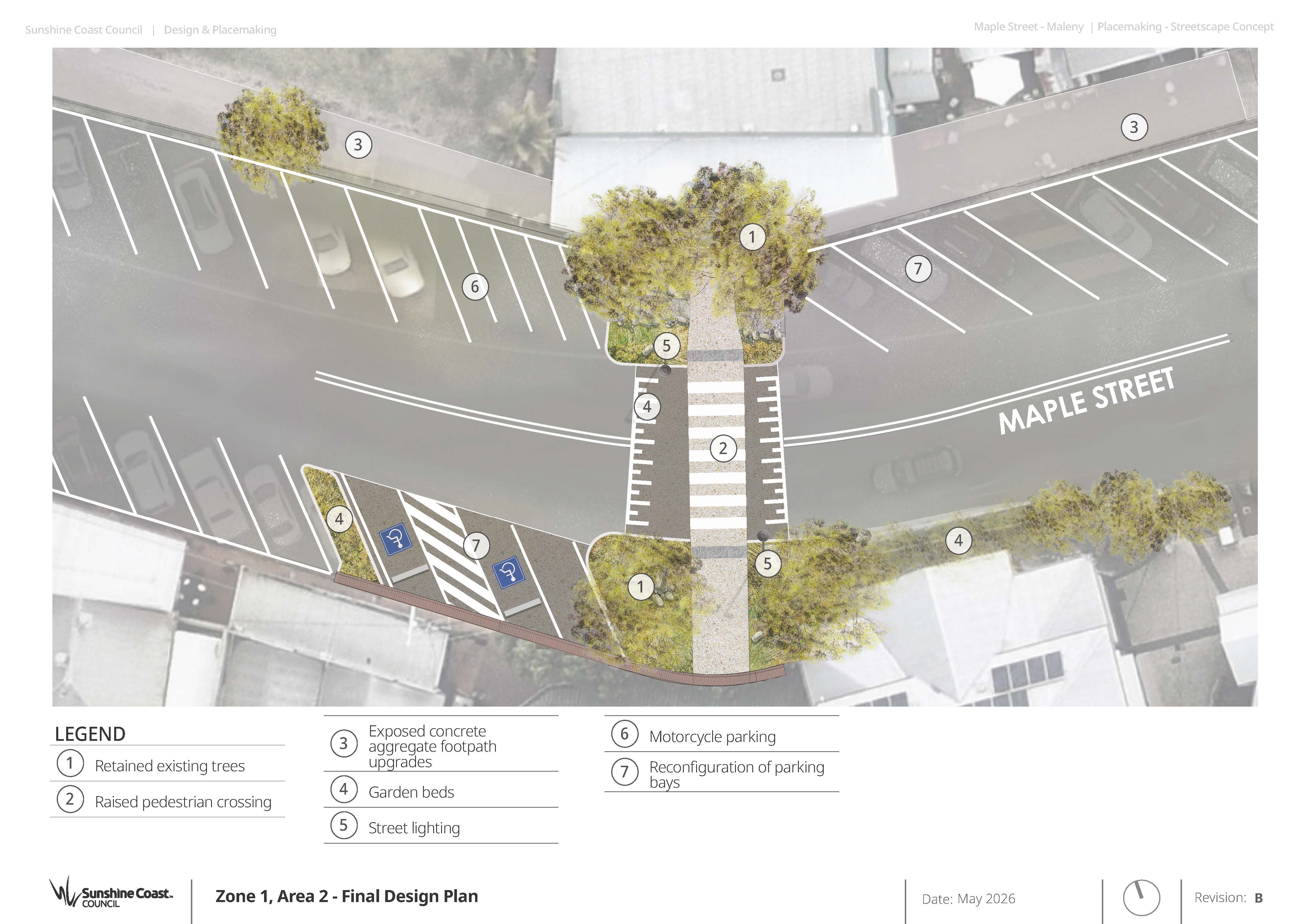 Maple Street, Maleny Streetscape - Final Concept Plan Zone 1 Area 2