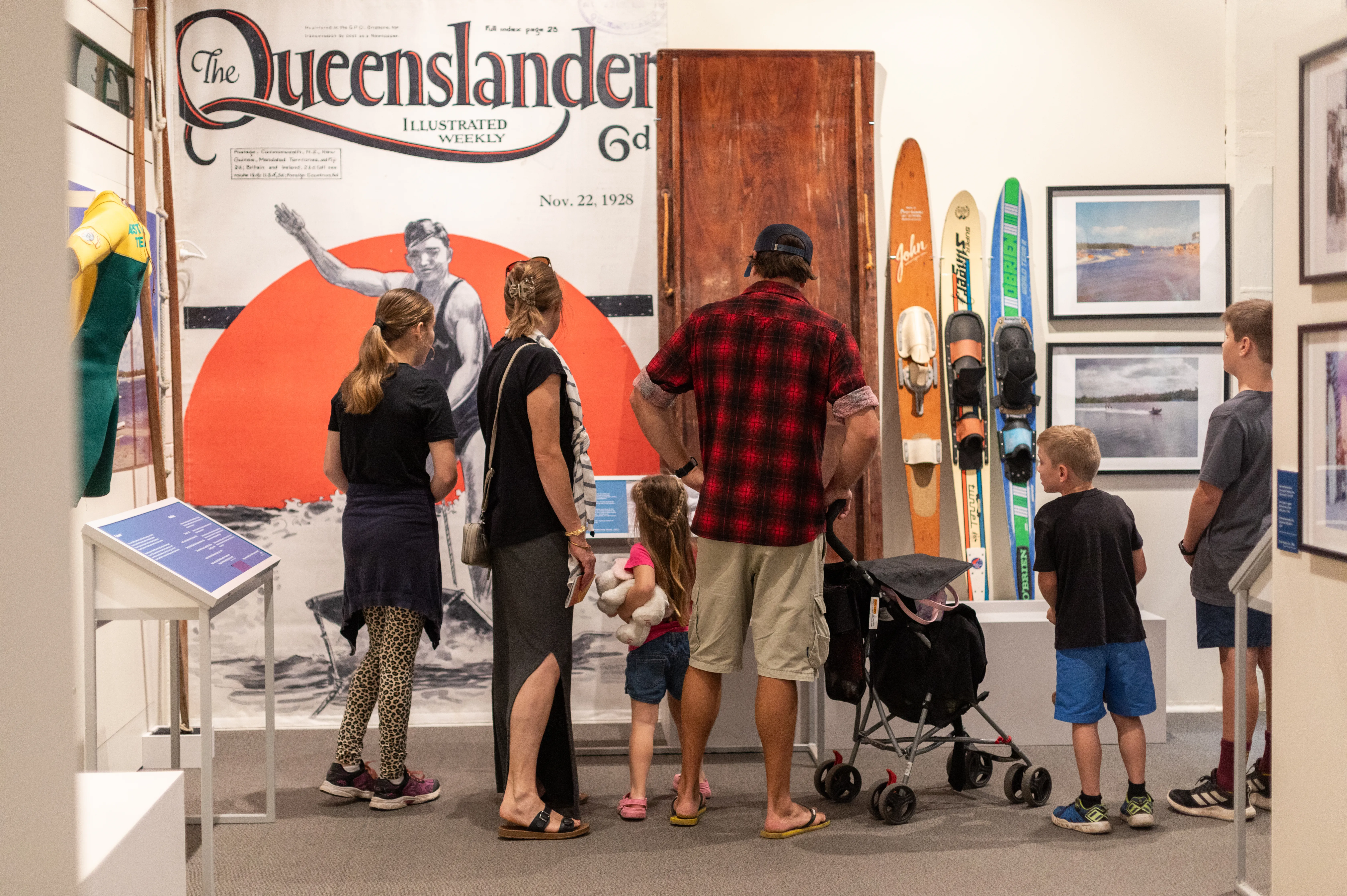 Grassroots to Glory exhibition at Landsborough Museum - visitors looking at the exhibits