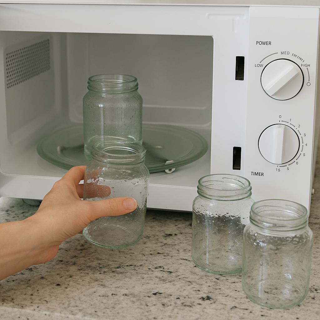 putting jars in the microwave
