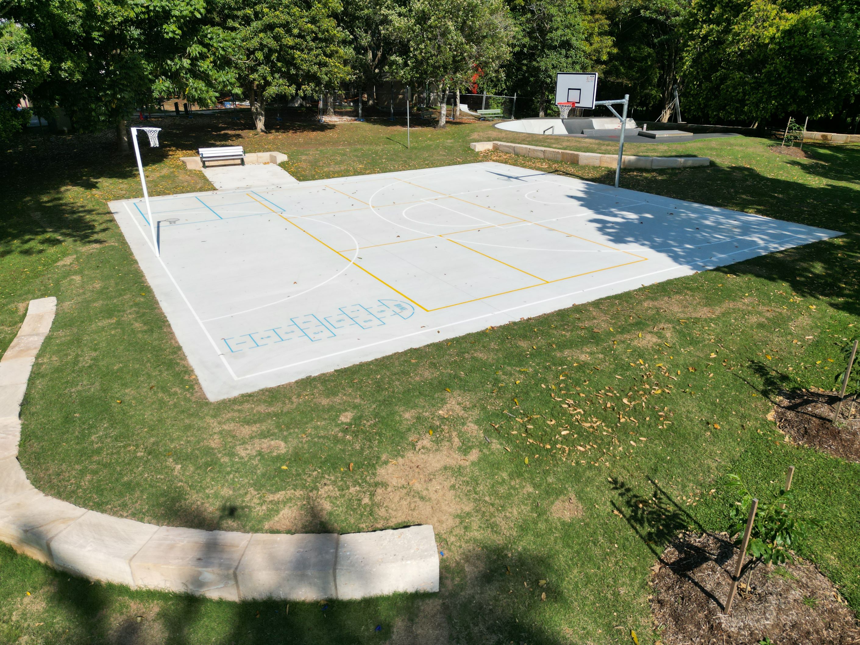 New basketball half court at Mapleton Lilyponds Park