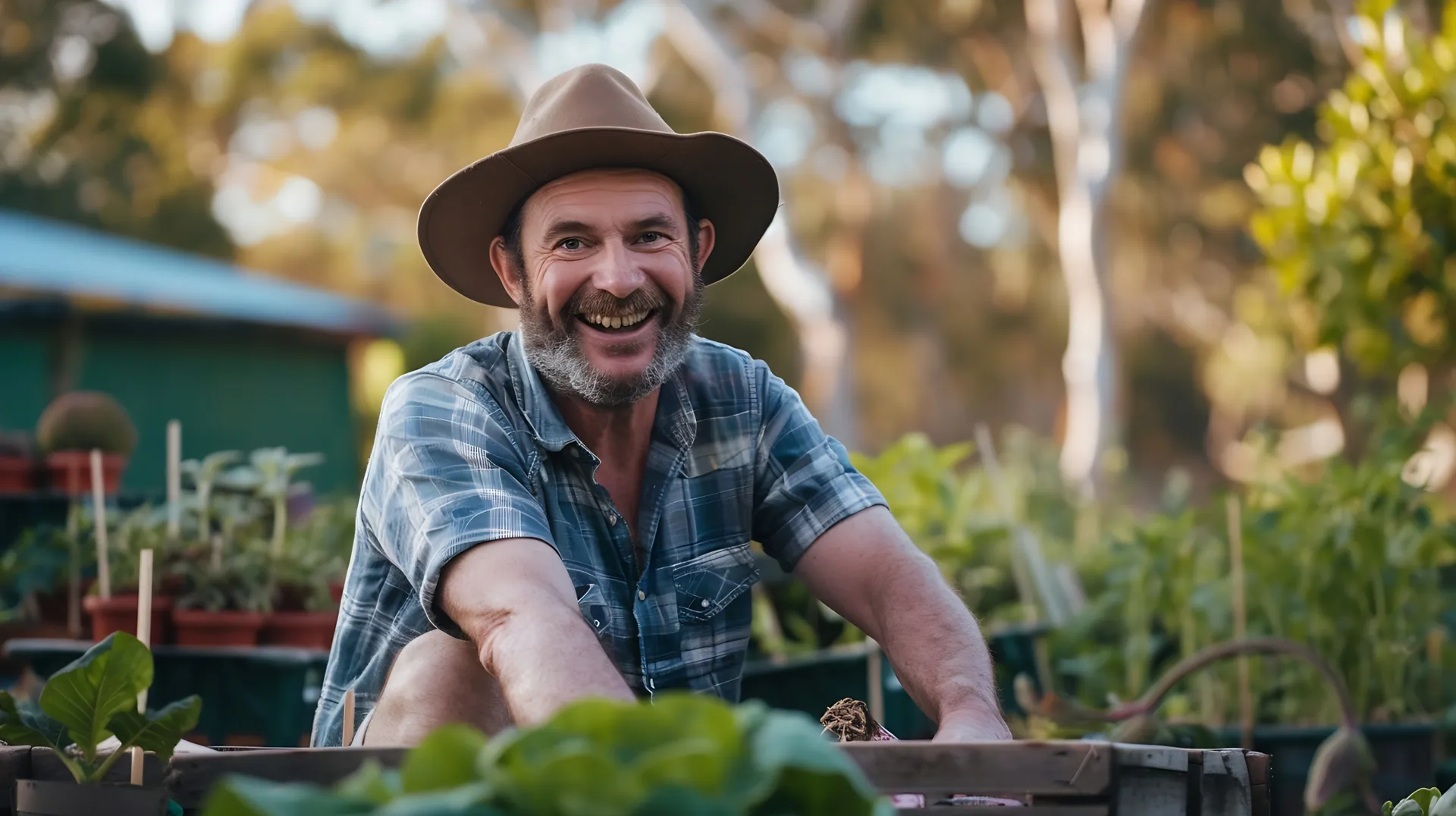 man working in his garden