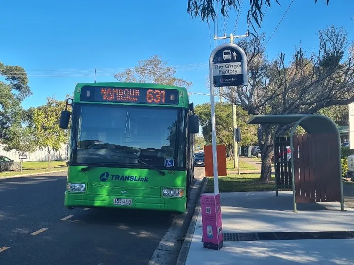 Bus 631 stopping at Ginger Factory