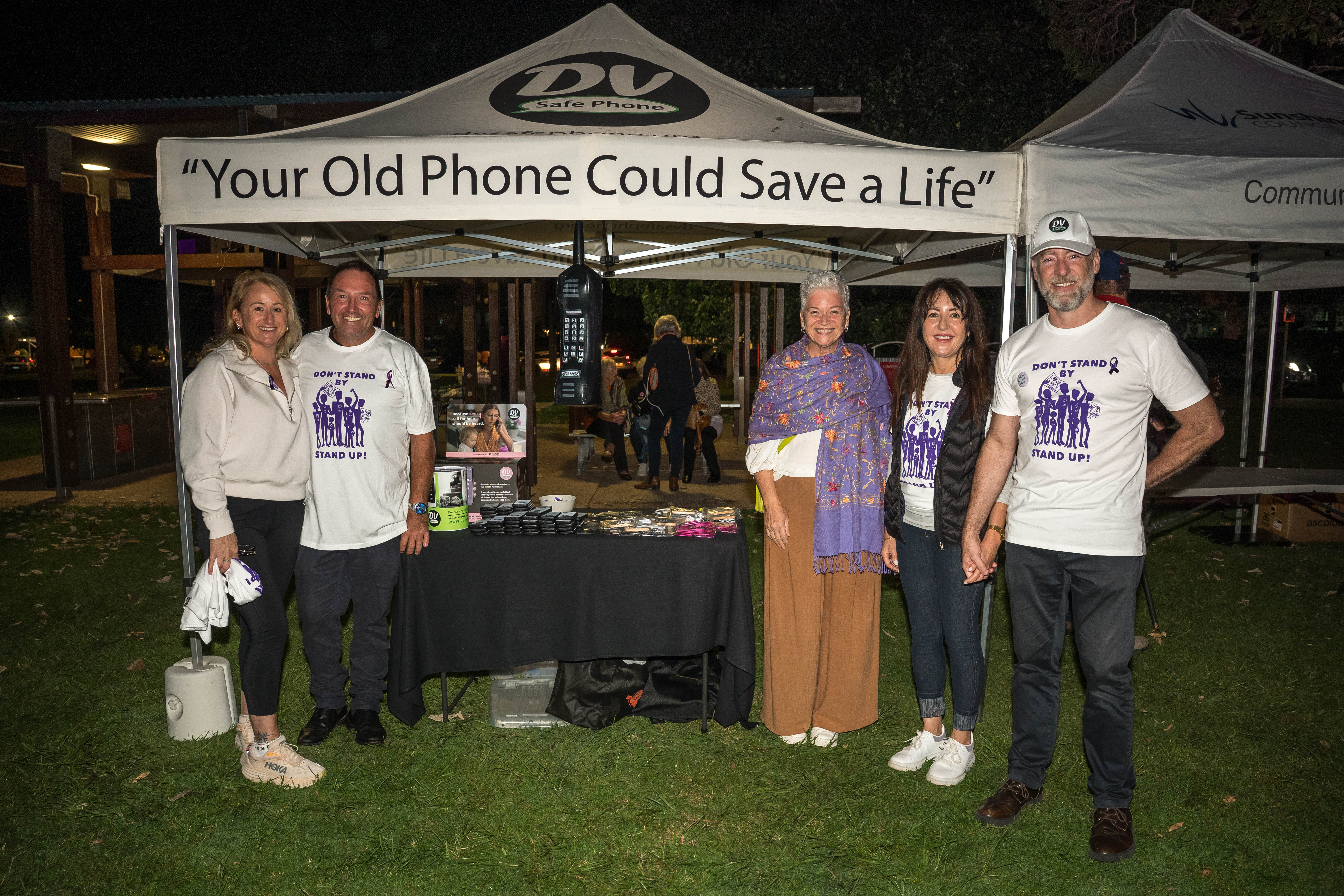 CEO and Founder Ashton Wood with DV Safe Phone team (Rod, Terri and Bobbi) at the Domestic and Family Violence Prevention Month March and Candlelight Vigil