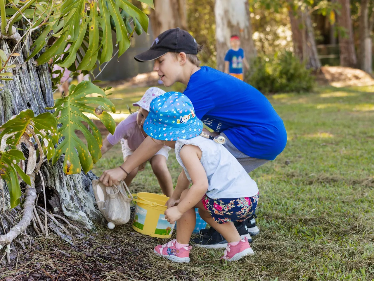 Easter egg hung children having fun