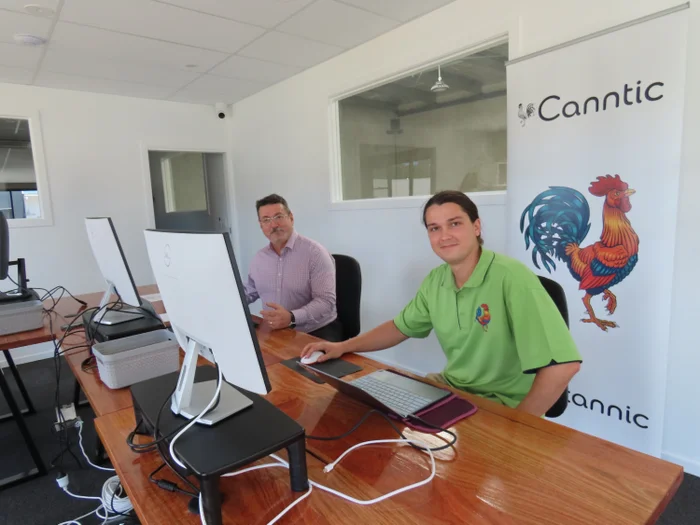 Canntic CEO and Managing Director Shaun Anderson and his son Campbell at the new facility.