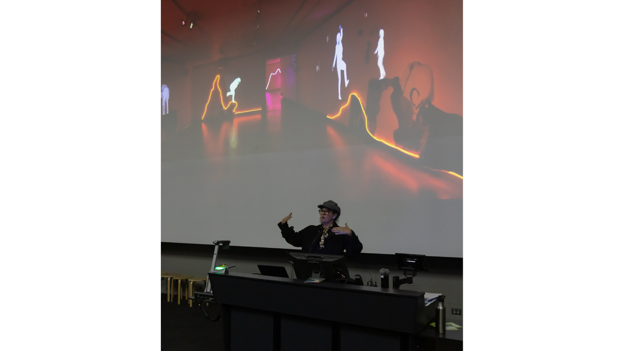 FutureNow 2024 participant presents work on screen