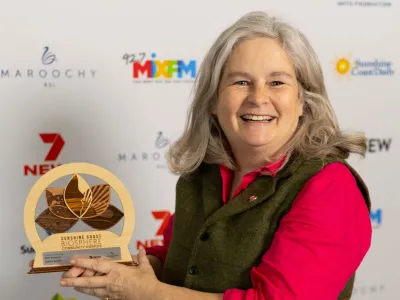 Claire Smith holding her trophy