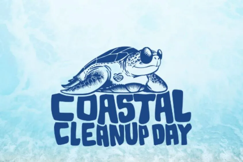 words coastal clean-up with a graphic of a turtle
