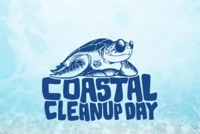words coastal clean-up with a graphic of a turtle