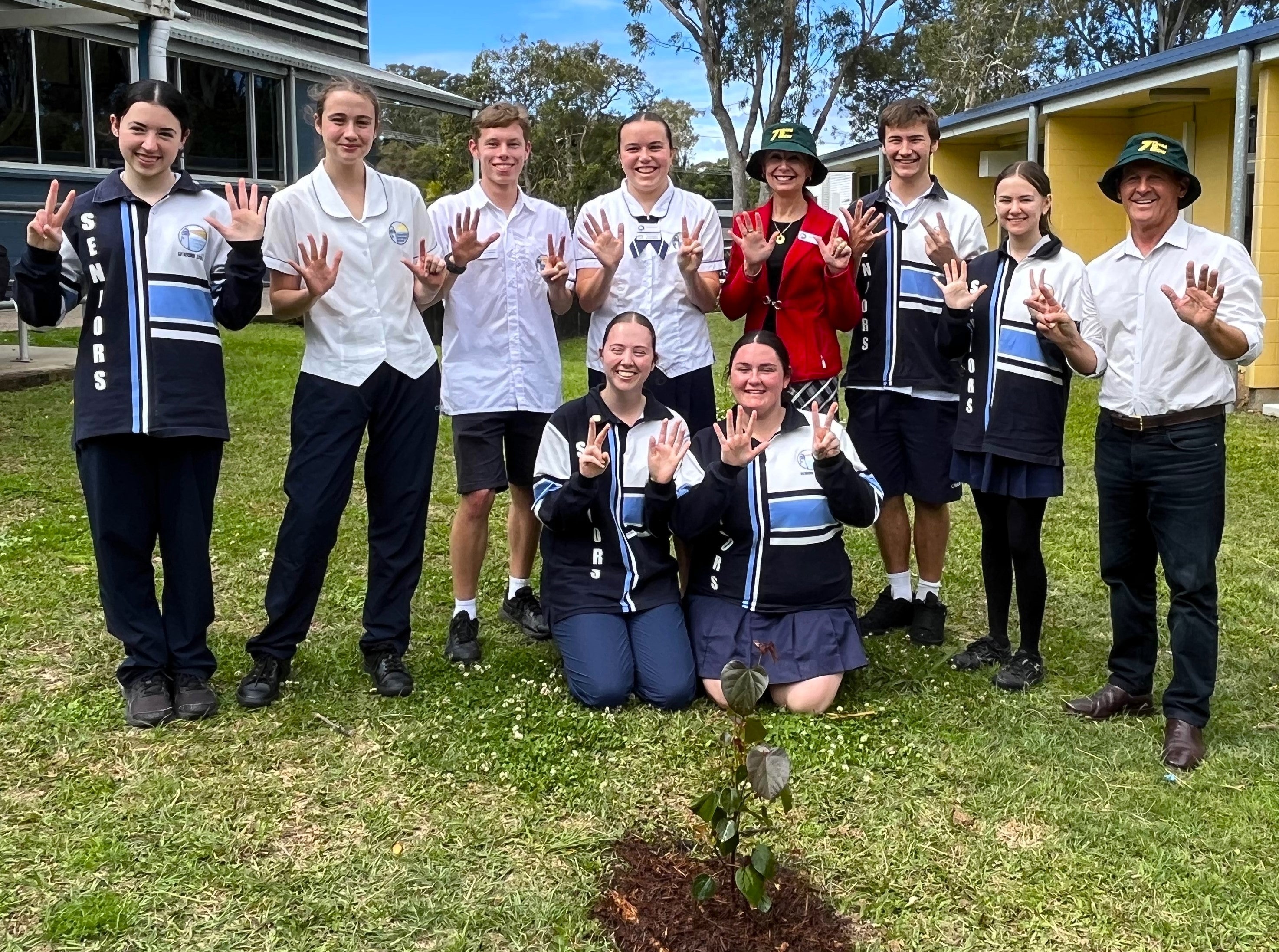 Caloundra State High School students 7 Years to Go tree planting.