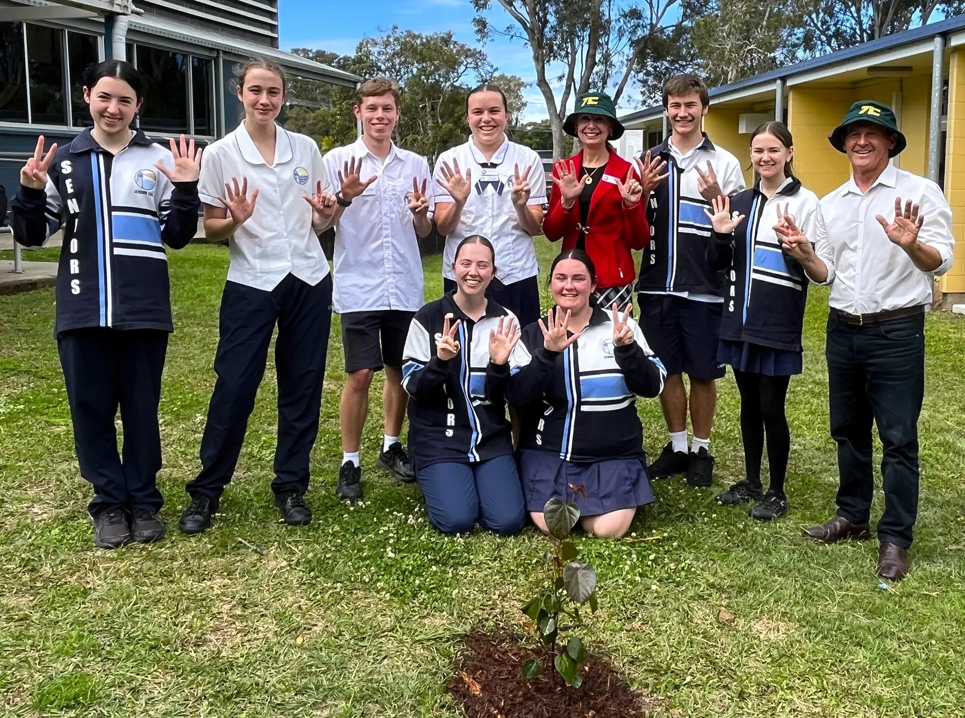 Caloundra State High School students 7 Years to Go tree planting.