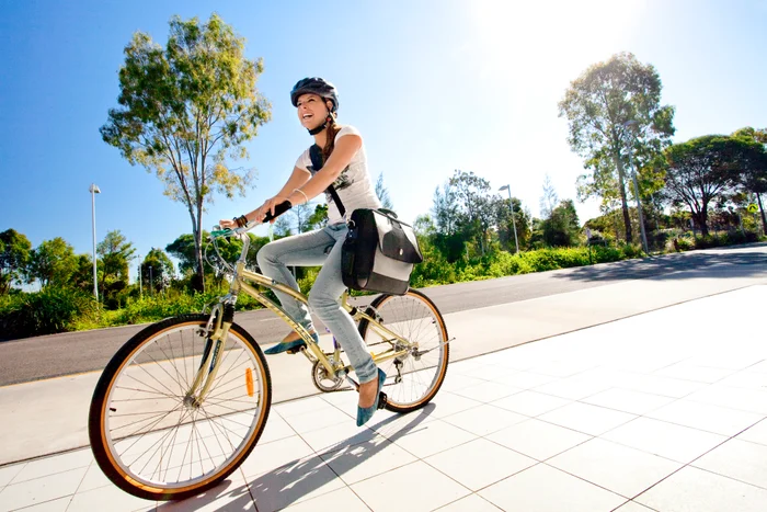 Cycling to work. 