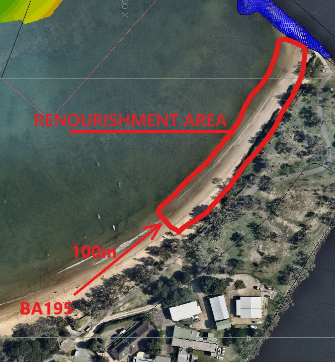 A map showing the sand nourishment area.