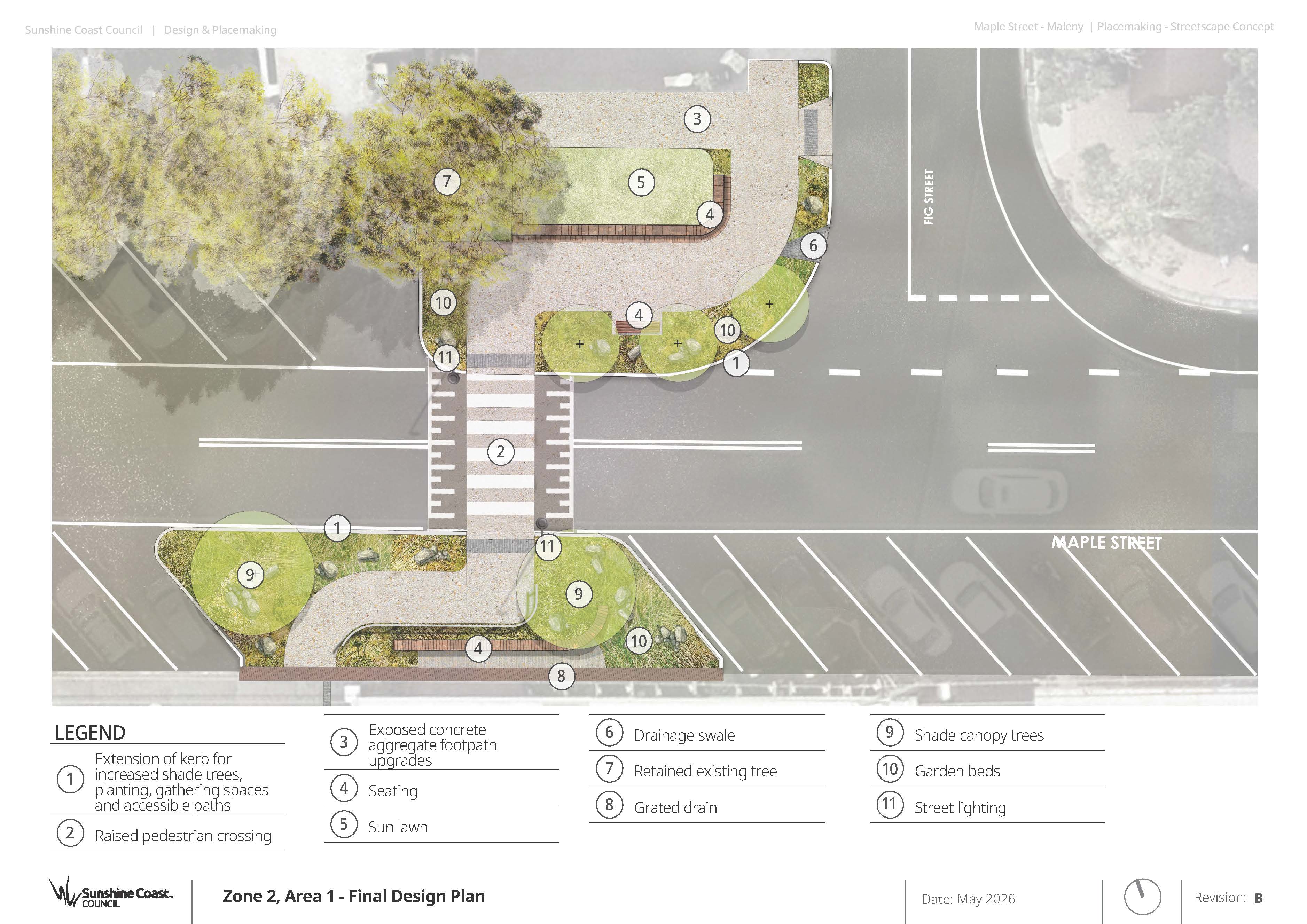 Maple Street, Maleny Streetscape - Final Concept Plan Zone 2 Area 2